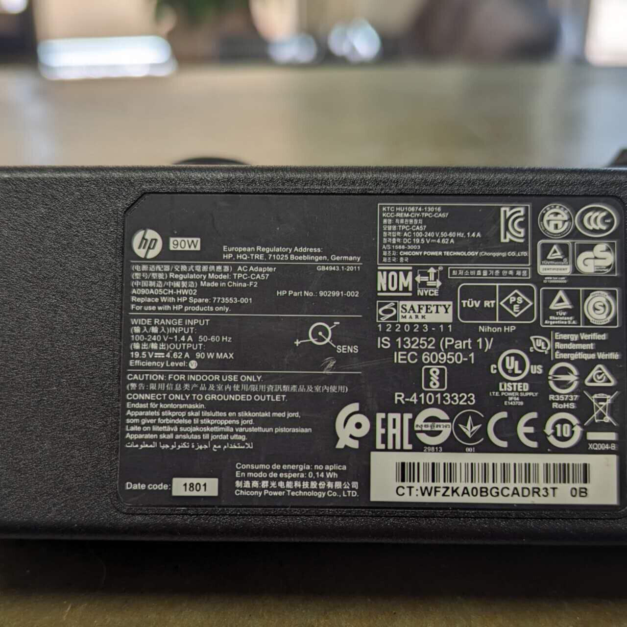 LOT OF 10 Genuine OEM HP 65W 90W AC Adapter Charger Blue tip 4.5mm Barrel 7.4mm