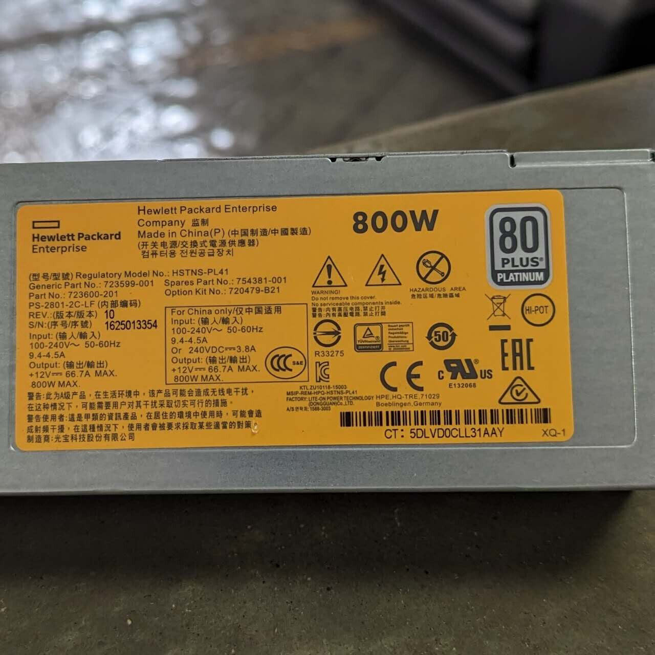 LOT 2 HP HSTNS-PL41 800W Switching Platinum Power Supply HP P/N: 723600-201