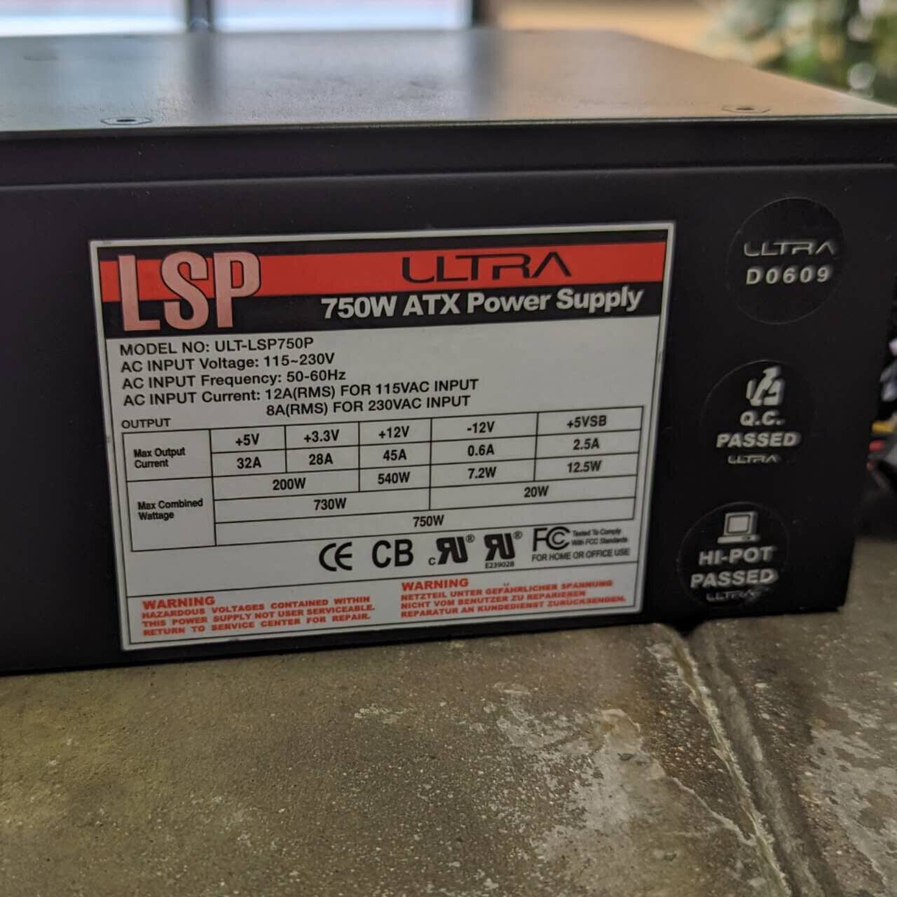 LSP Ultra 750W ATX Desktop Switching Power Supply ULT-LSP750P Grade A