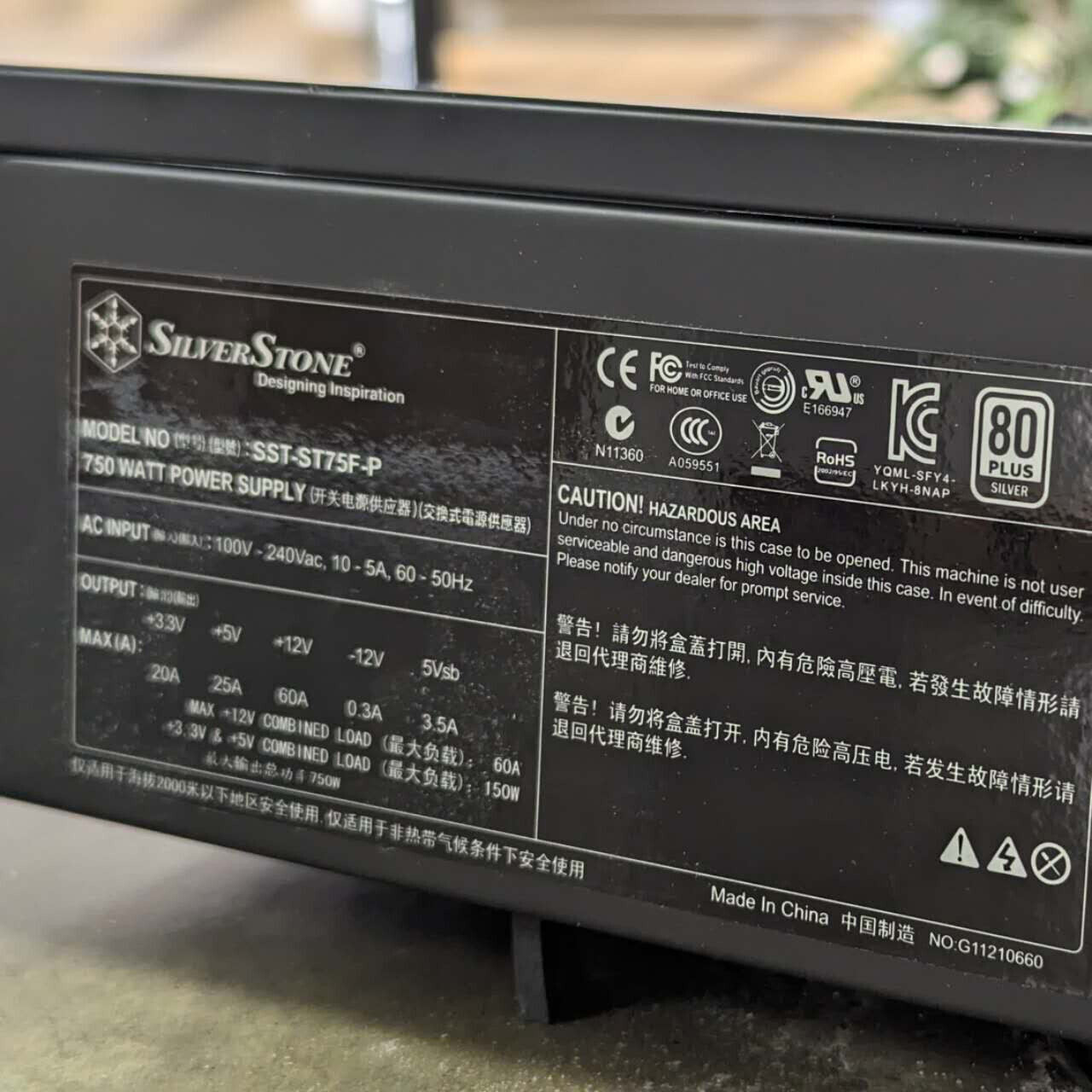 SilverStone 750W ATX Gaming Fully Modular Power Supply 80 PLUS SILVER Certified