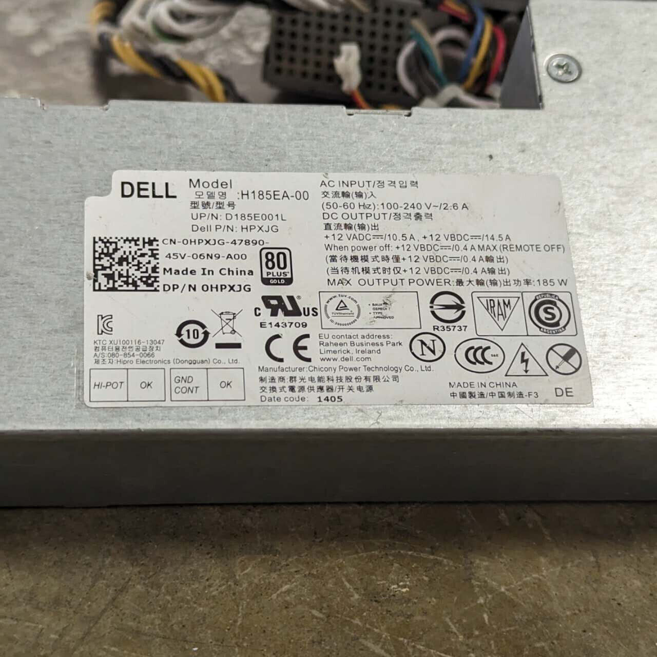 Dell Optiplex 9030 Inspiron 5348 185W Power Supply D6V04 HPXJG N28RM H185EA-00