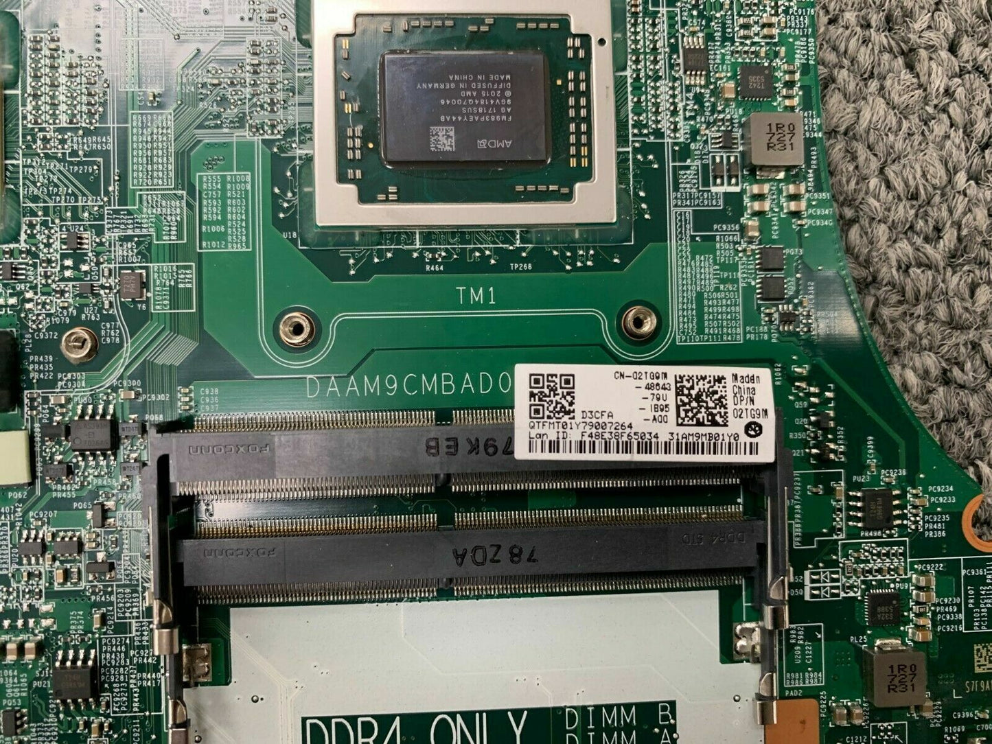 Dell Inspiron 15 5576 AMD FX-9830P 3.0GHz DDR4 Motherboard DAAM9CMBAD0 2TG9M