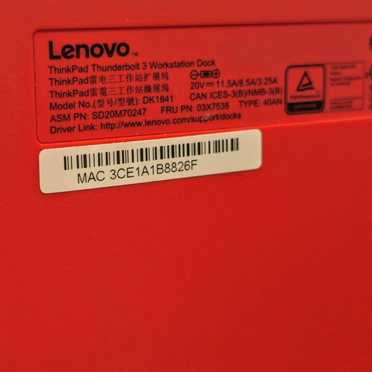 LOT OF 2 Lenovo Thinkpad Thunderbolt 3 Workstation Dock DK1841 w/ 230w Adapters