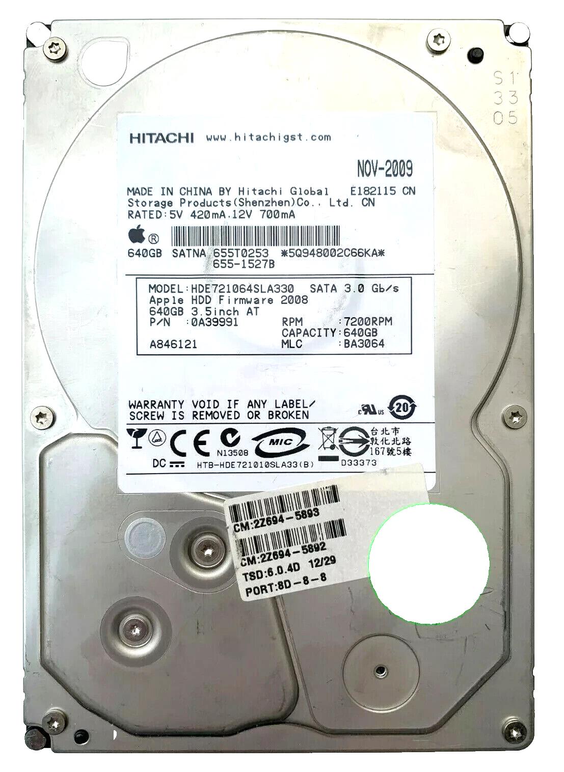 HDD Hard disk drive Apple Hitachi 640Gb HDE721064SLA330 SATA 655T0253 655-1527B
