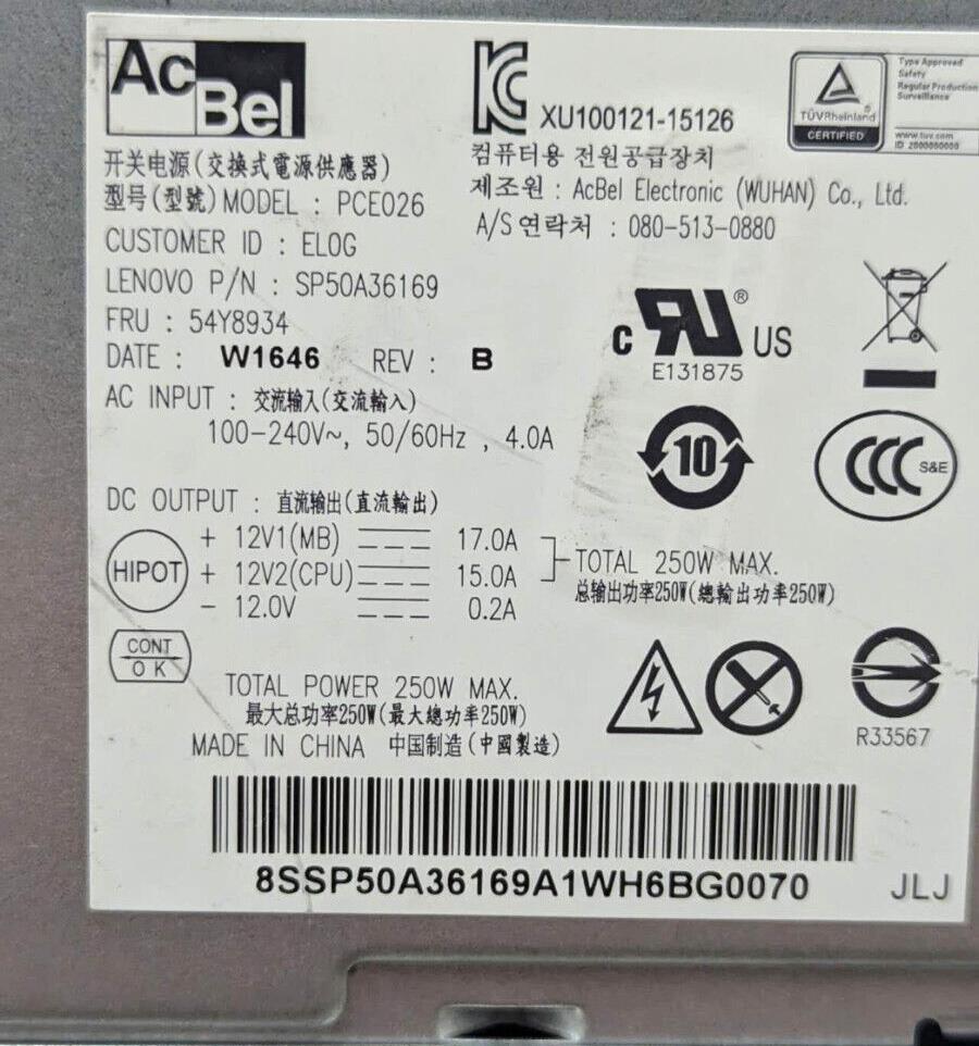 Lot of 3 Lenovo ThinkServer TS150 P310 SP50A36171 250W PSU FSP Huntkey AcBel
