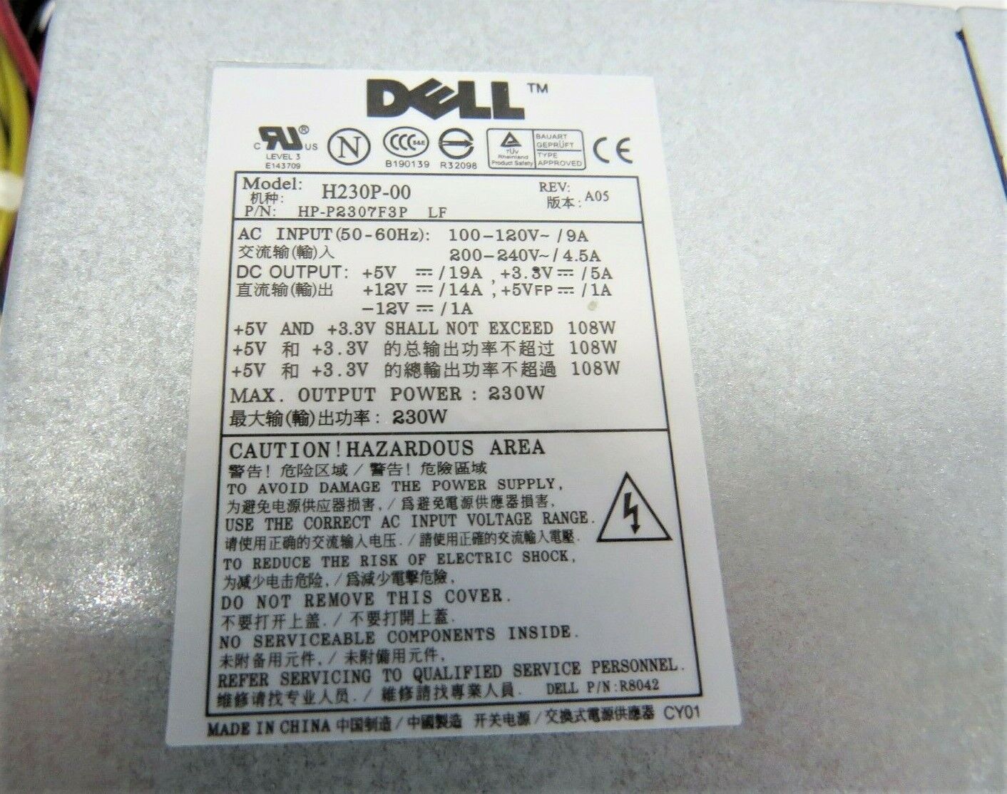 Dell R8042 Dell 230 Watt Power Supply For Optiplex Gx520 Mt-R8042