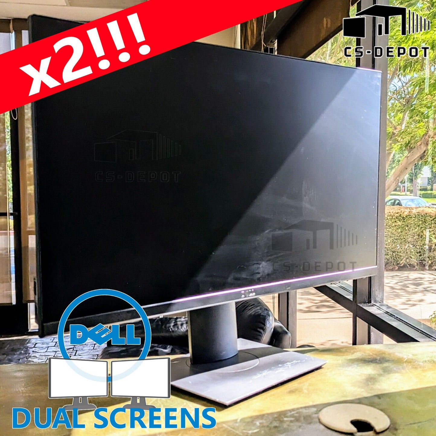 (Lot of 2) Dell P2419H 24 inch LED 1920 X 1080 Monitors FHD w/ Stands & Cables