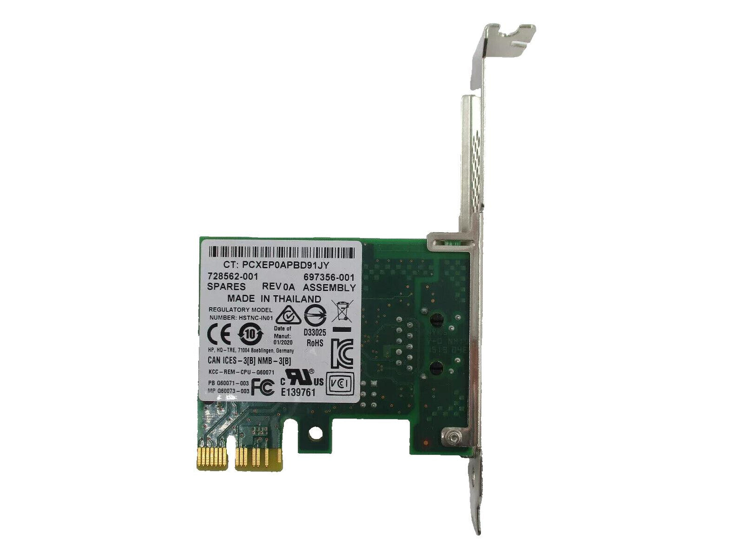 HP Intel Pro 10/1000 Single Port Network Interface Card 728562-001 697356-001