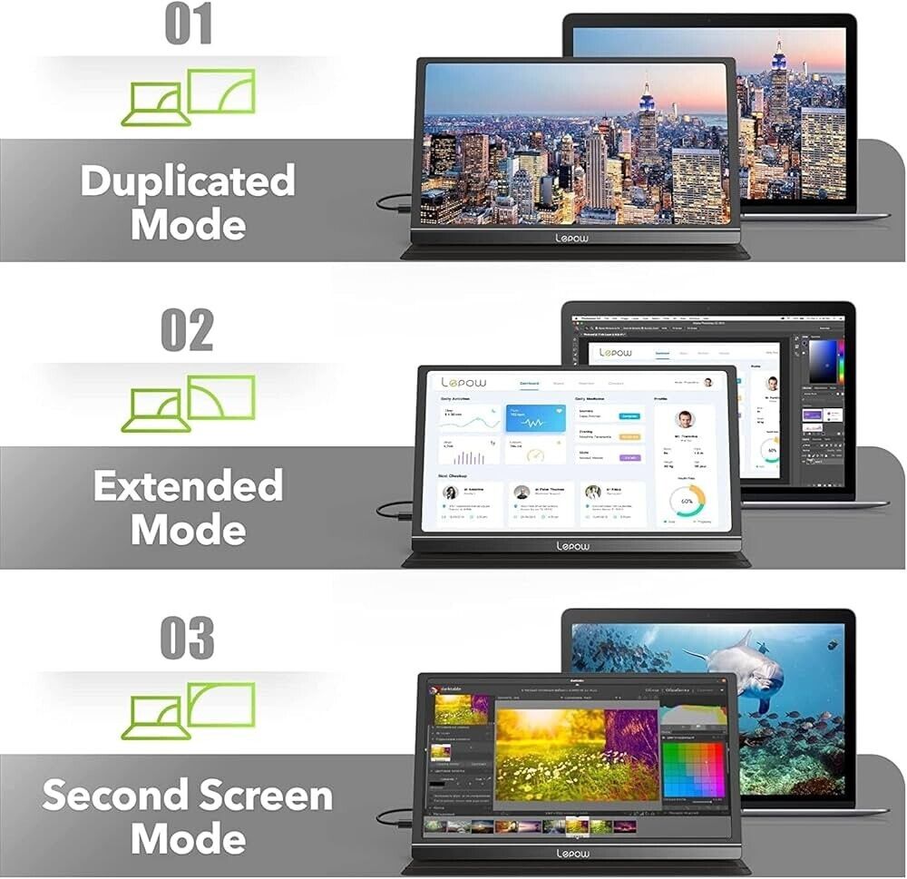 Lepow Portable Monitor - 2023 C2 15.6 inch FHD 1080P Portable Display IPS Screen