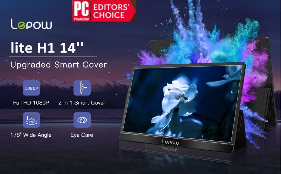 Portable External Monitor 14 inch USB-C HDMI Gaming IPS Display Eye Care Screen