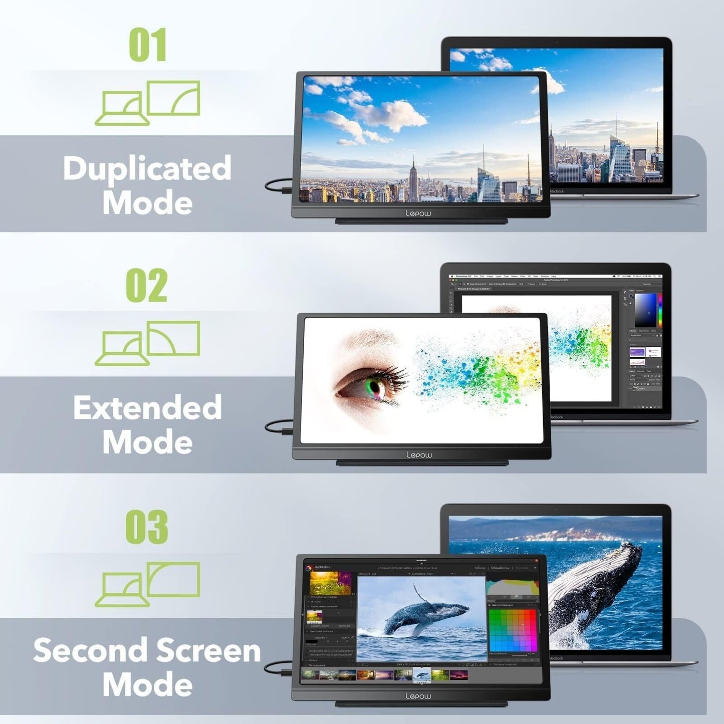 Portable External Monitor 14 inch USB-C HDMI Gaming IPS Display Eye Care Screen