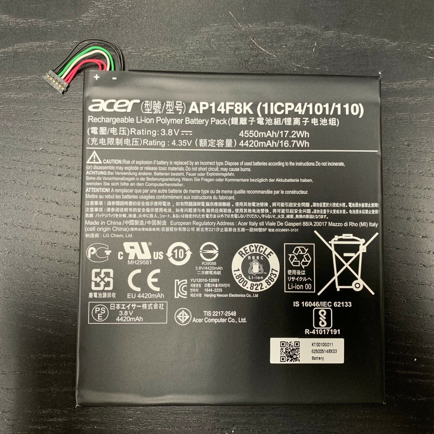 New Genuine Acer AP14F8K Battery A1-850 B1-810 B1-820 3.8V 16.7Wh 4420mAh