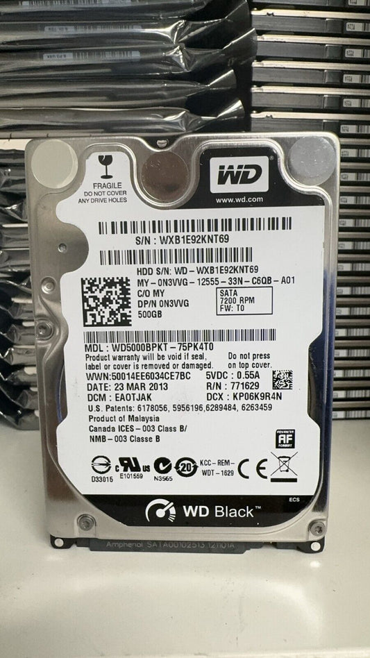 LOT 5 Western Digital WD5000BPKT 2.5" 500GB 7200RPM SATA HDD Hard Drive 0N3VVG