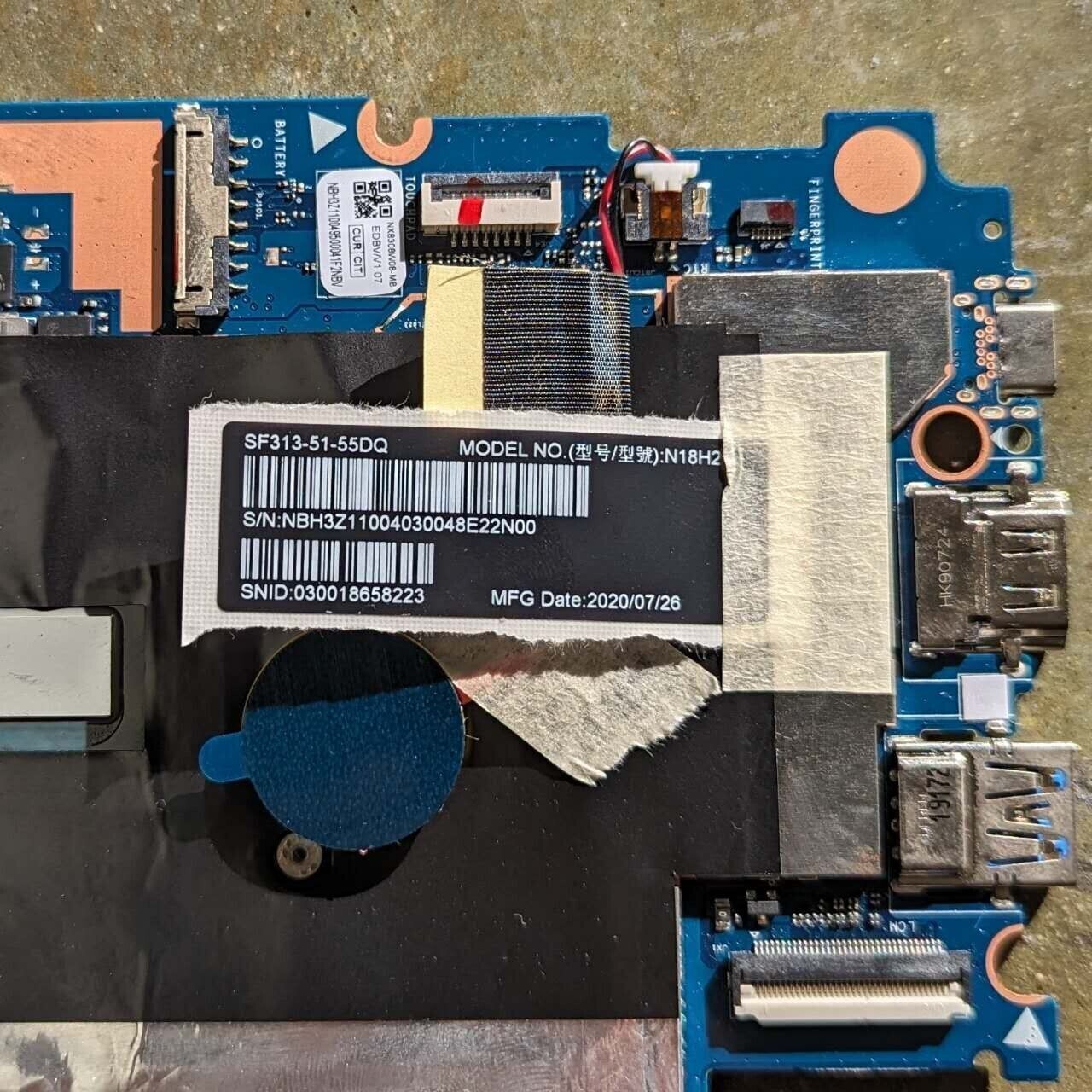 ACER SWIFT 3 MOTHERBOARD INTEL CORE I5-8250U SF313-51-51Z4 NBH3Z11004 N18H2