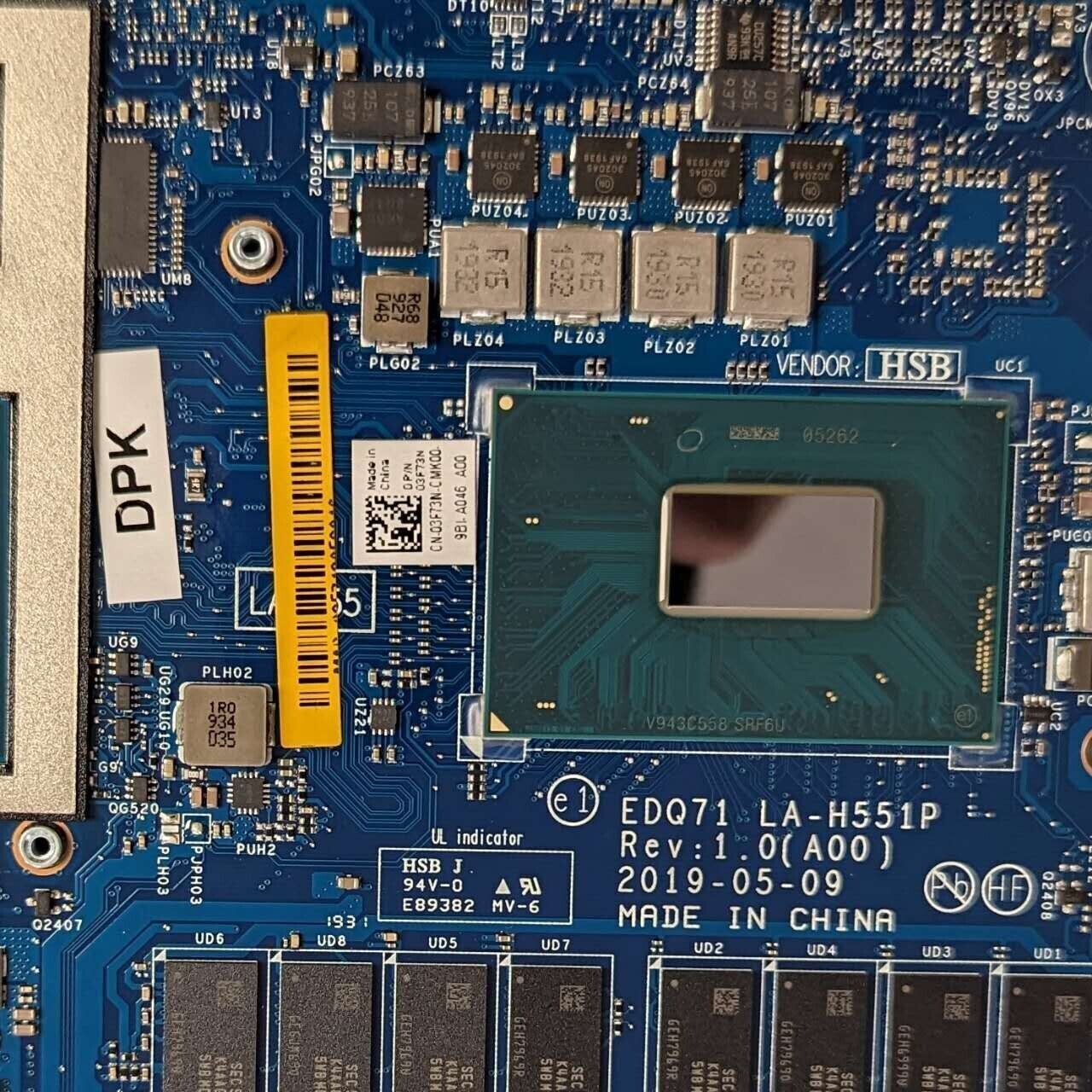 Dell Alienware M17 R2 Motherboard Intel i7-9750H CPU 16GB Ram GTX1650 TI 3F73N