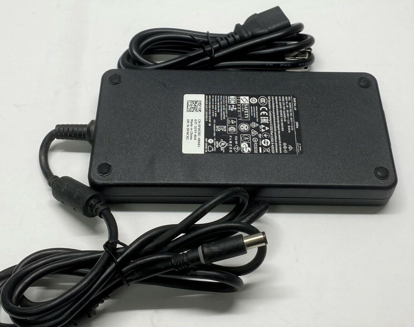 Dell 240W AC Adapter LA240PM160 GA240PE1-00 00MFK9 0FWCRC 19.5V 12.3A OEM Large