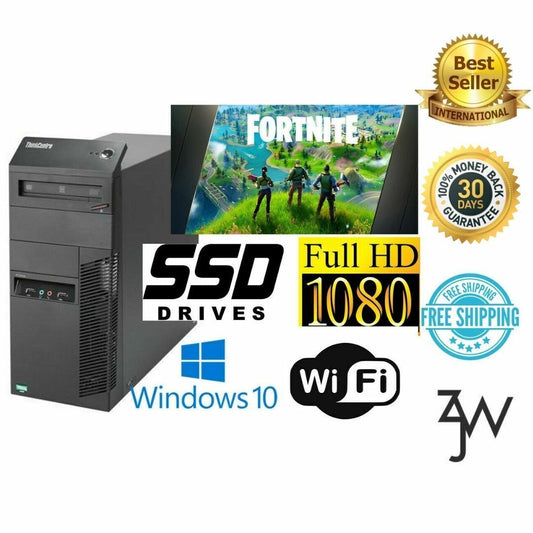 Gaming PC Desktop Lenovo M78 AMD A8-5500 16GB 180GB SSD +500GB R9-350 Win10 WiFi
