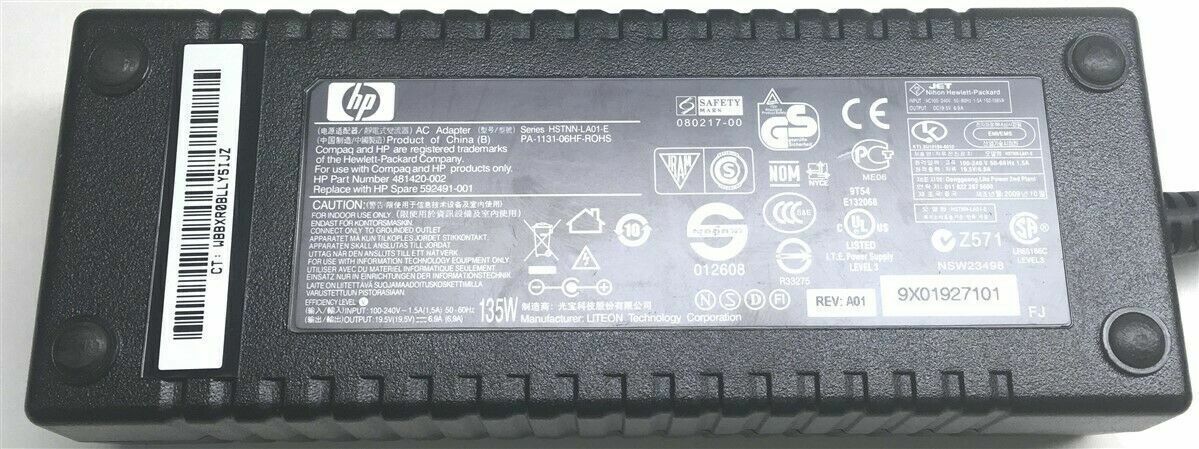 LOT of 10 HP 135W 19.5V AC Adapter 592491-001 482133-001 648964-001 648964-002