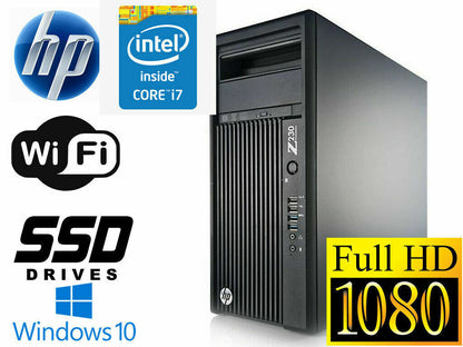HP workstation Z230 MT Intel i7-4790 3.6GHz 32GB RAM 256GB SSD+ 1TB Win10 WIFI