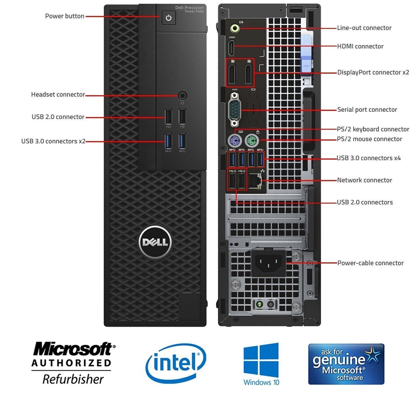 Dell Precision 3420 SFF Intel i7-6700 32GB RAM 960GB SSD DVD WIFI WINDOWS 10
