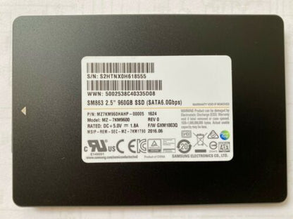 SANDIK 1.92TB 960GB SATA 6GB/s 2.5" SSD Samsung SM863a Series MZ-7KM9600