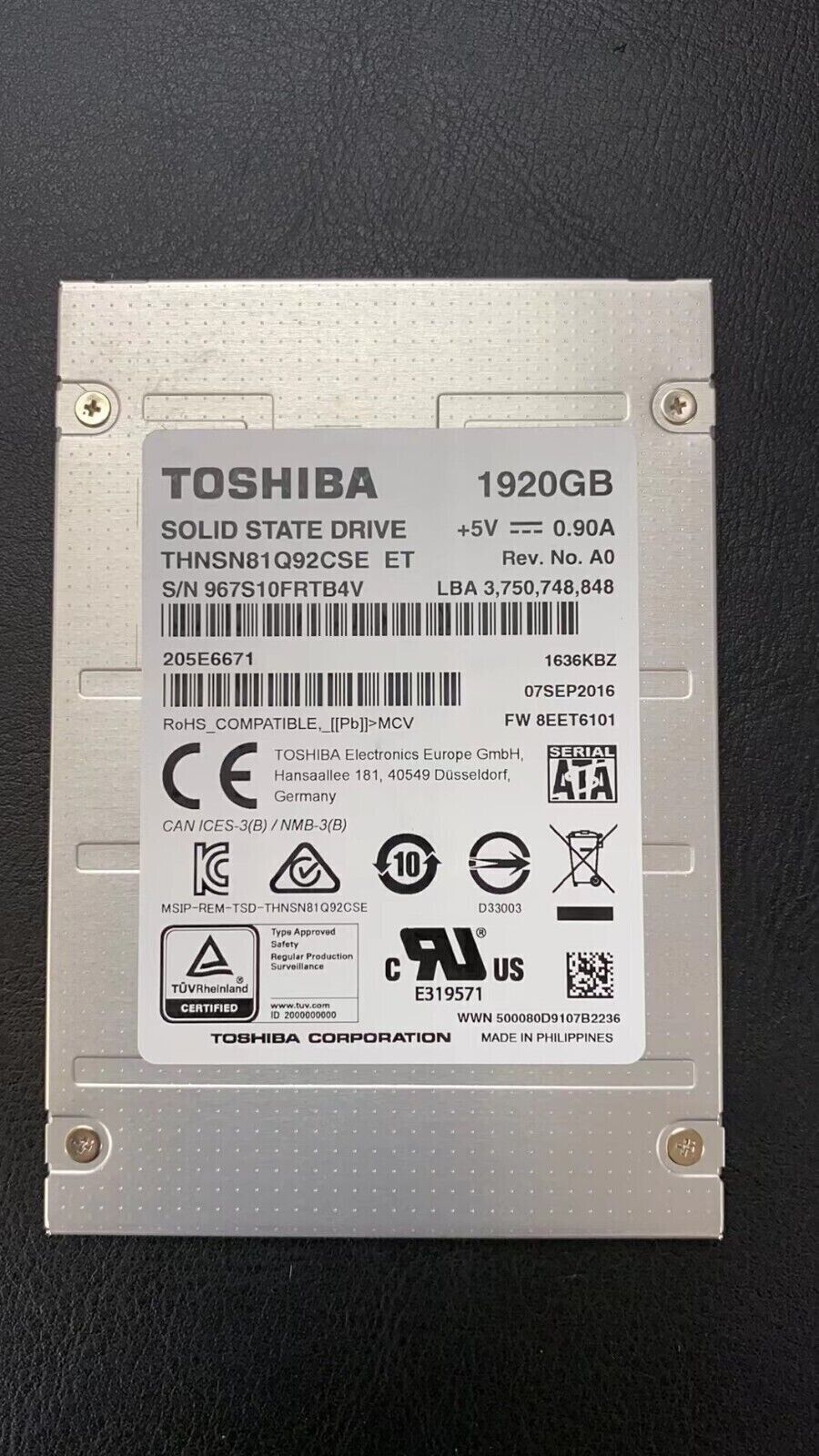 SANDIK 1.92TB 960GB SATA 6GB/s 2.5" SSD Samsung SM863a Series MZ-7KM9600