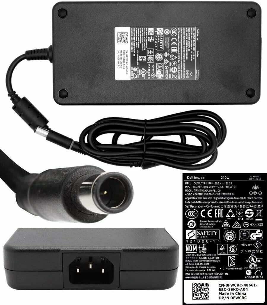Dell 240W 19.5v 12.3a Precision Alienware AC Adapter 17 R3 R4 R5 laptop charger