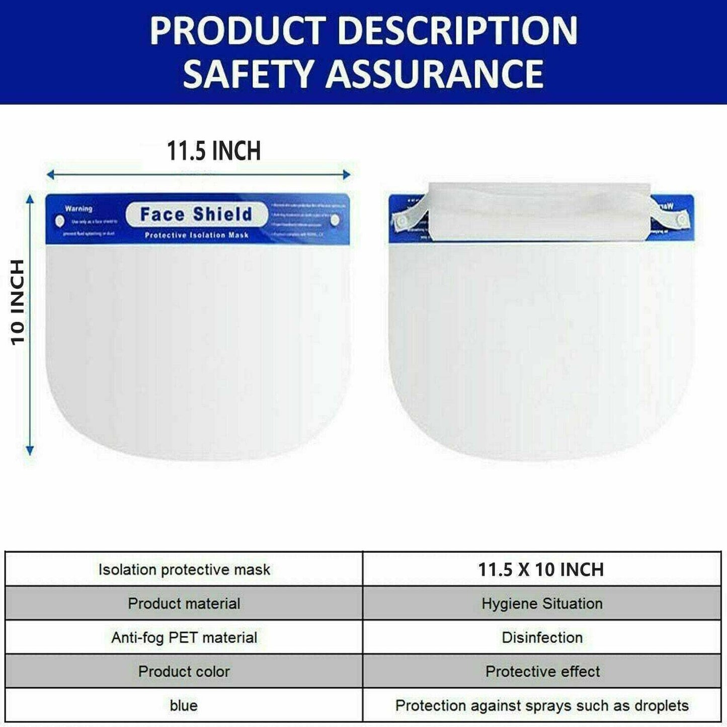 Safety Full Face Shield Reusable Washable Protection Cover Face Mask Anti-Splash
