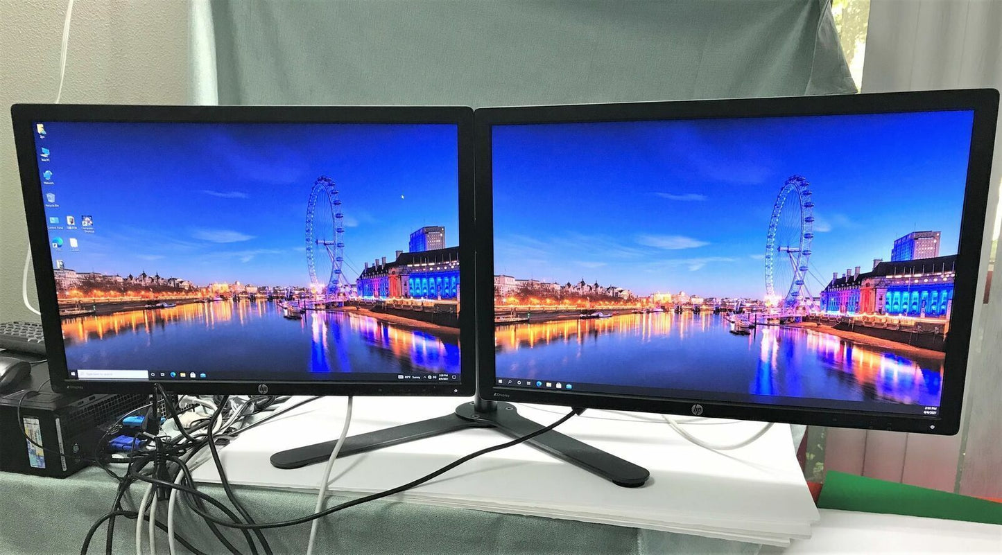 DUAL 2x Dell HP SAMSUNG 24inch 27inch Matching FHD Widescreen Monitors (GRADE A)