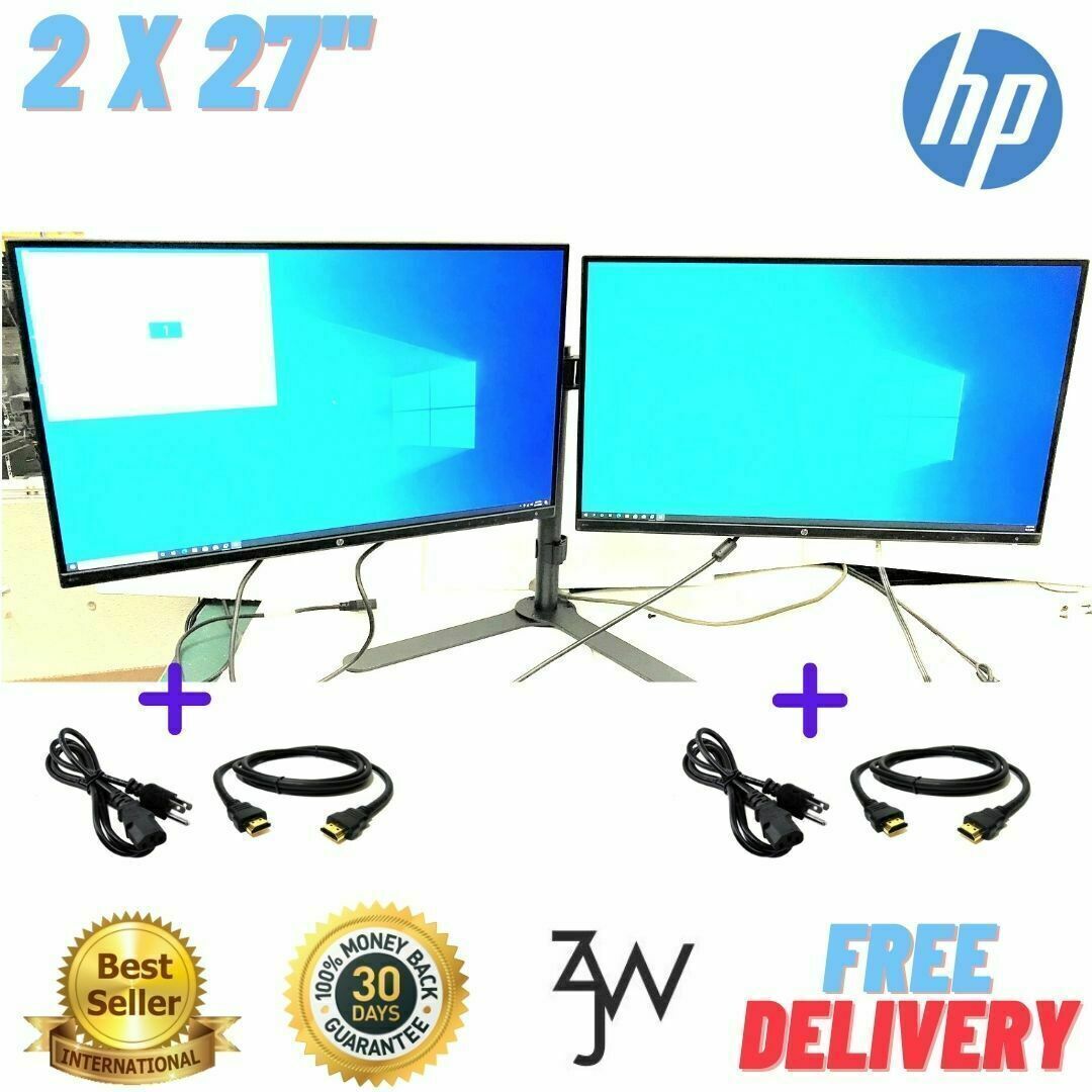 DUAL 2x Dell HP SAMSUNG 24inch 27inch Matching FHD Widescreen Monitors (GRADE A)