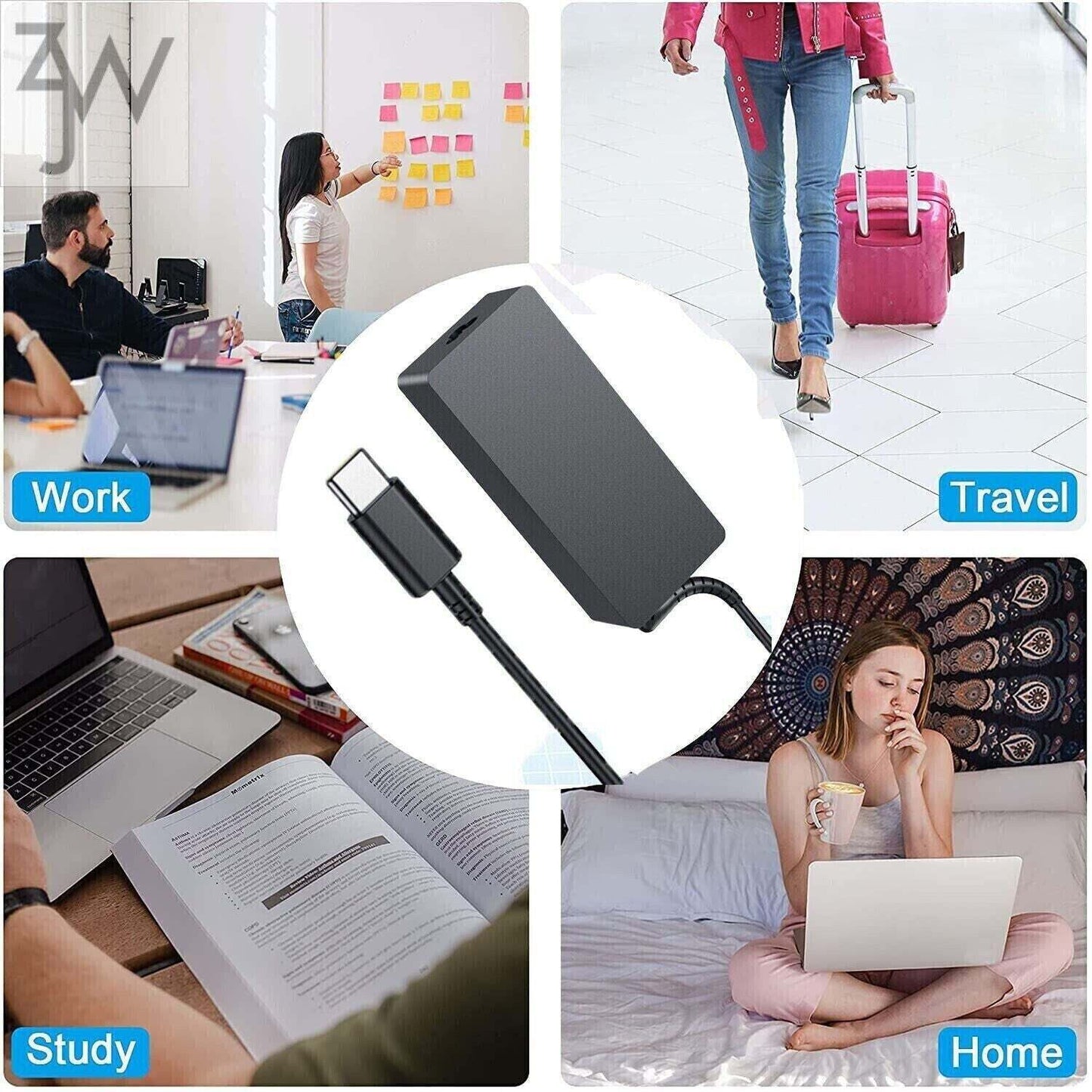90W Type-C USB-C Laptop Adapter Charger for Dell/HP/Lenovo/ASUS/Acer/Samsung