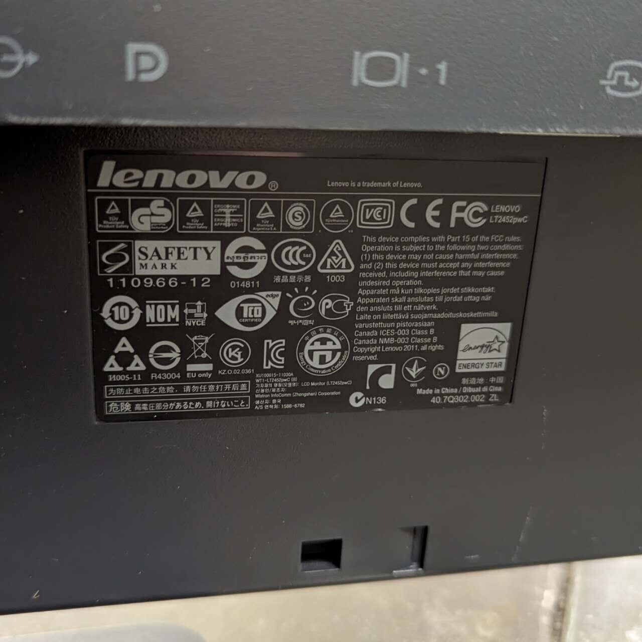 Lenovo ThinkVision LT2452PWc 24” 1920 x 1200 WLED LCD Monitor and stand