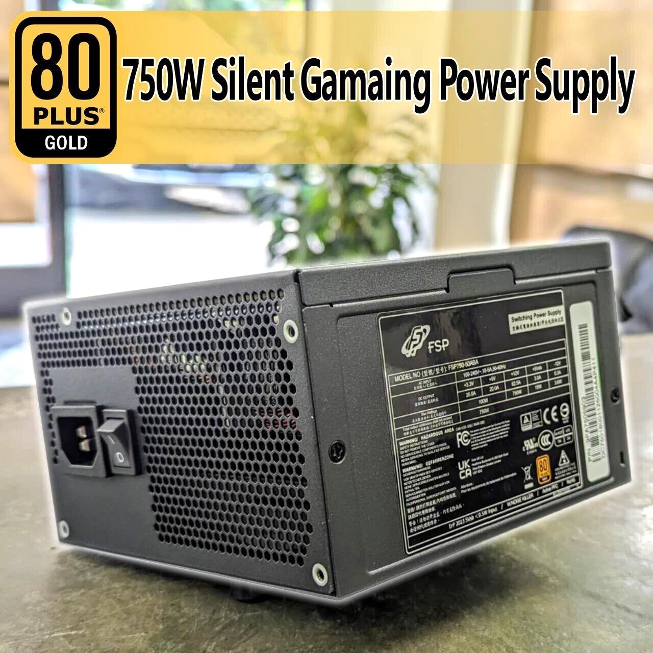 FSP 80 PLUS GOLD 750w ATX Silent Gaming Power Supply PSU Noise Killer Active PFC