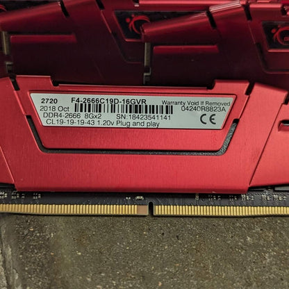 G.Skill Ripjaws V 32GB (8GBx4) DDR4 RAM 2666MHz CL19-19-19-43 1.20V