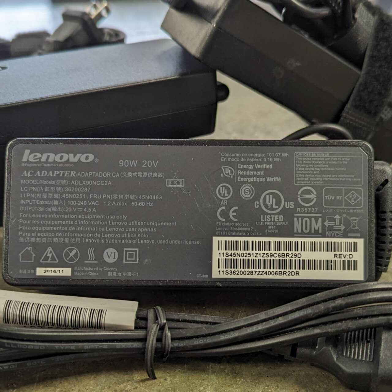 Lot of 50 Lenovo 90W 20V 4.5A Slim Yellow Tip AC Adapters adlx90nlc2a