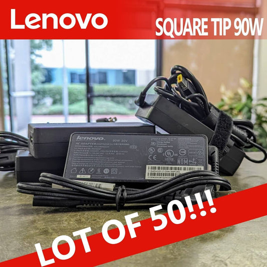 LOT of 50 Lenovo Laptop/Desktop Power Adapter/Charger 90W 20V Square Tip