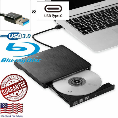 Portable windows PC apple MAC Slot Loading Blu-ray External Burner