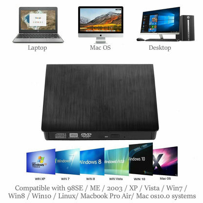 Portable windows PC apple MAC Slot Loading Blu-ray External Burner