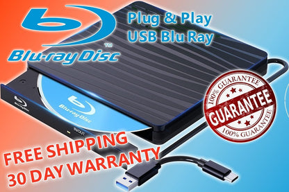 Blu ray player plug & play for windows & apple mac USB 3.0 & USB C
