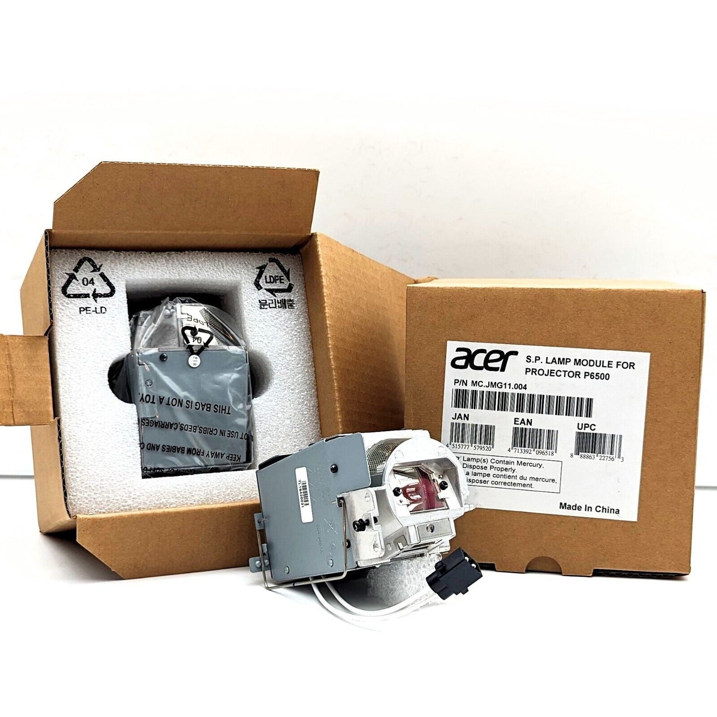 Original OEM Replacement Lamp & Housing Acer P6500 Projector MC.JMG11.004