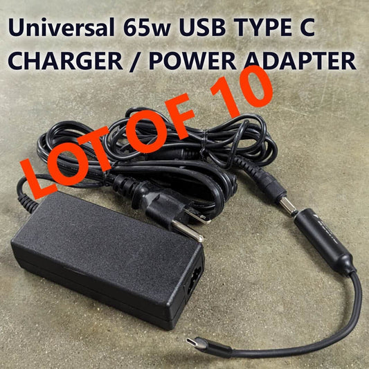 LOT OF 10 Lenovo 65W USB-C Type-C Laptop Charger Power Supply Adapter ADLX65YLC
