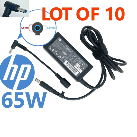 Lot of 10 OEM HP 65W 19.5V 3.33A AC Adapter Charger Power 4.5x3.0mm Blue Tip