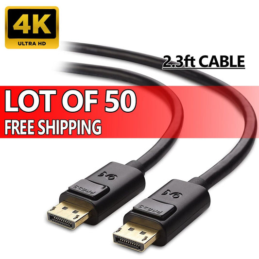 Pack of 50 DisplayPort Cables WHOLESALE 4K HD resolution 2.3ft 4K HD resolution