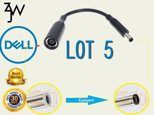LOT 5 F/Dell 7.4mm 4.5mm AC Charger Power Supply Adapter Converter Charging W2F3