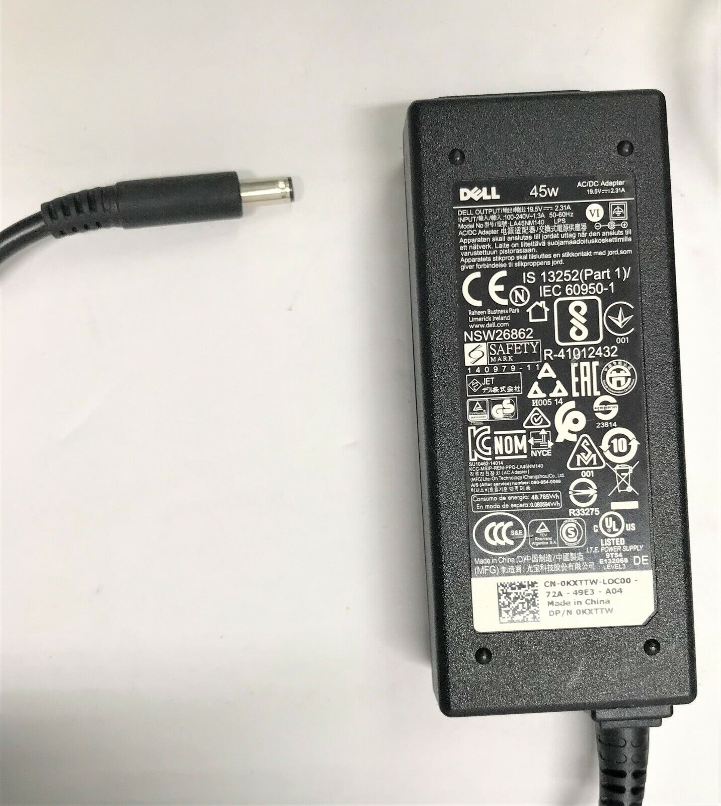 Dell Laptop Adapter Charger KXTTW, 45W Power Charger 19.5V 2.31A 4.5*3.0mm OEM