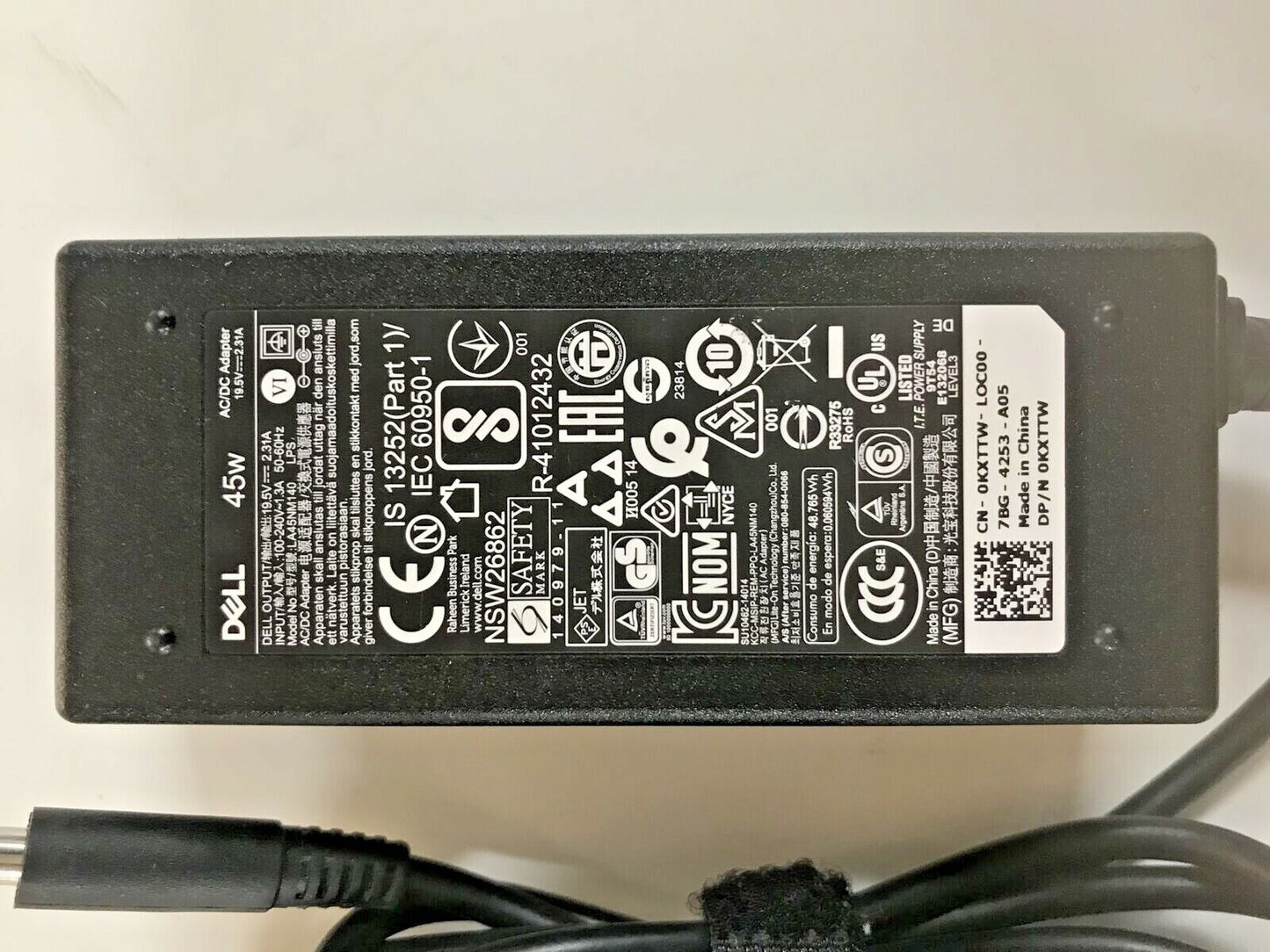 Dell Laptop Adapter Charger KXTTW, 45W Power Charger 19.5V 2.31A 4.5*3.0mm OEM
