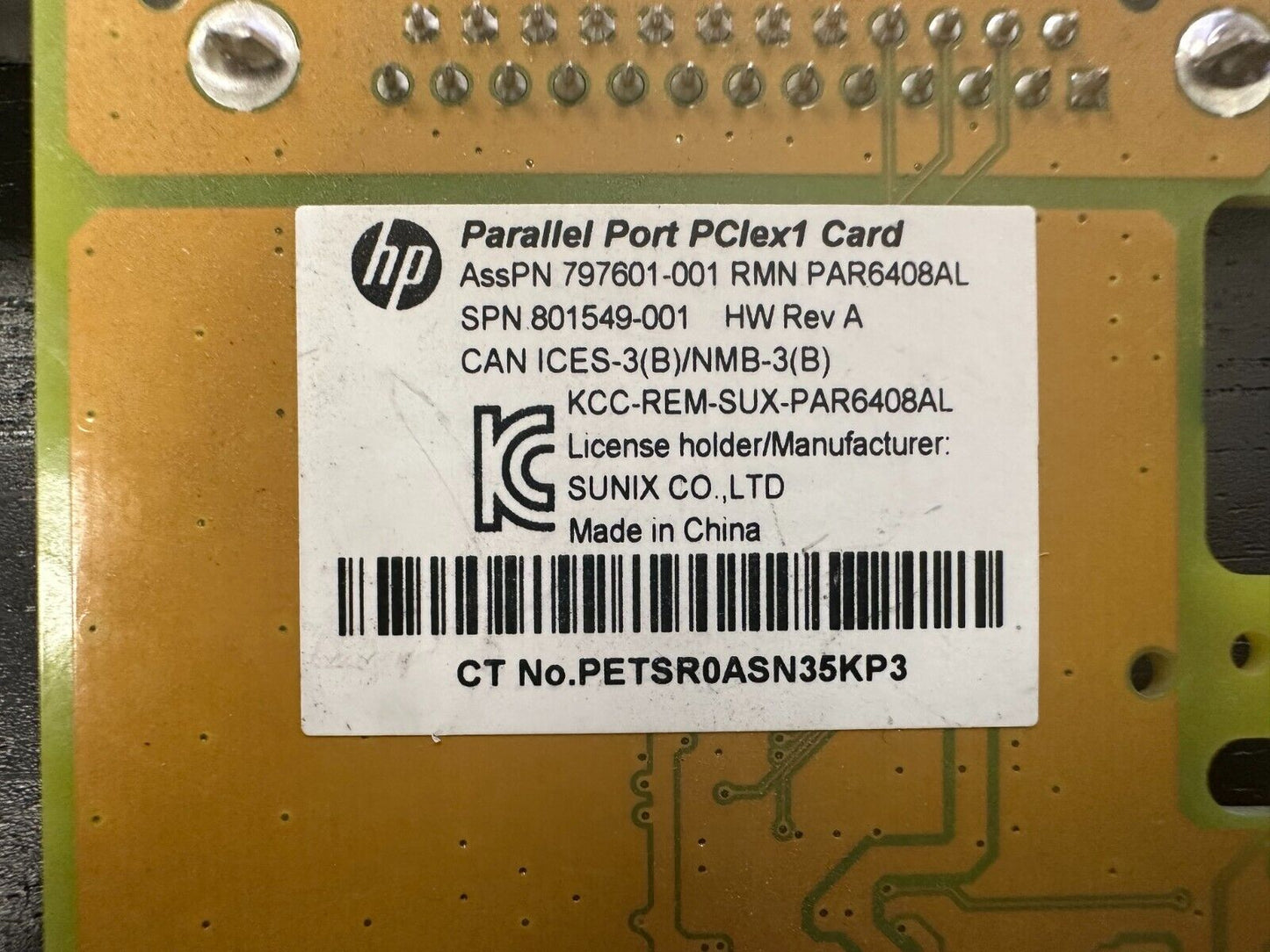 Port Card 801549-001 LONG /00HV201 HP Parallel PCIe X1 797601-001