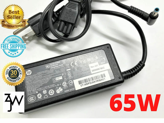 HP Laptop AC 65W Adapter Power 3.33A Charger 19.5V Power Cord Blue tip FAST