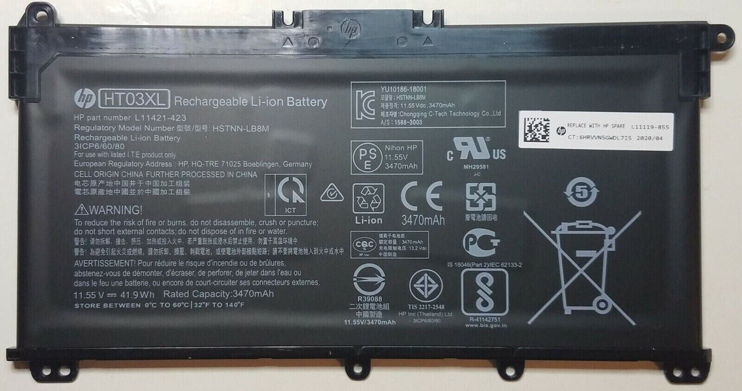 L11119-855 GENUINE HP Pavilion Battery Pack 3C 41W 3.6A HT03XL 15-CS 15-DA