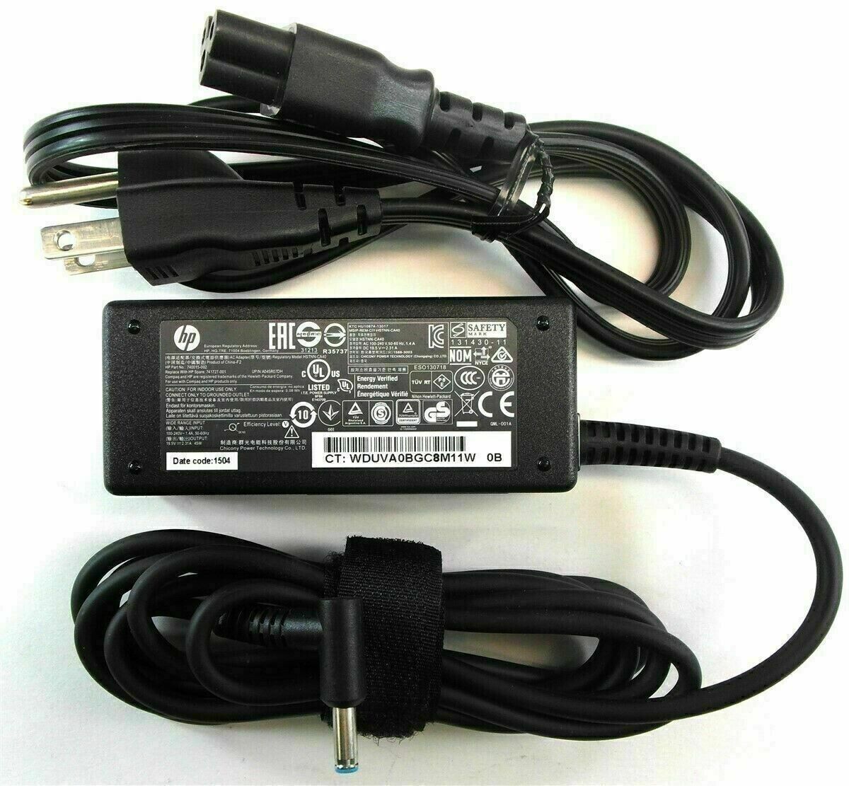 Genuine HP laptop AC Adapter Power Supply charger 19.5V 45W blue tip 741727-001
